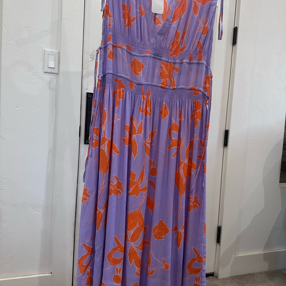 Thakoon Lavender and Orange Floral Midi Dress - Picture 2 of 7